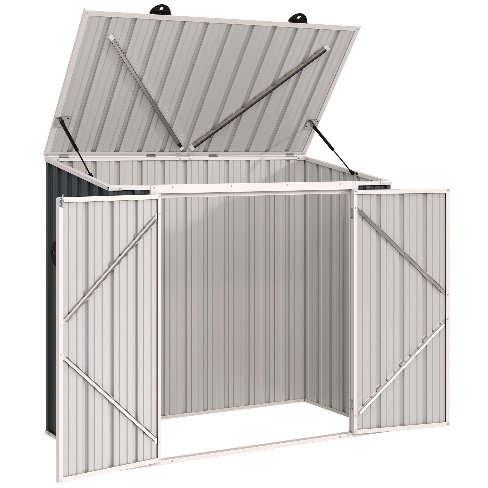 5ft x 3ft Outdoor Storage Shed, Garbage Bin Shed Organizer with Lockable Double Doors and Openable Lid