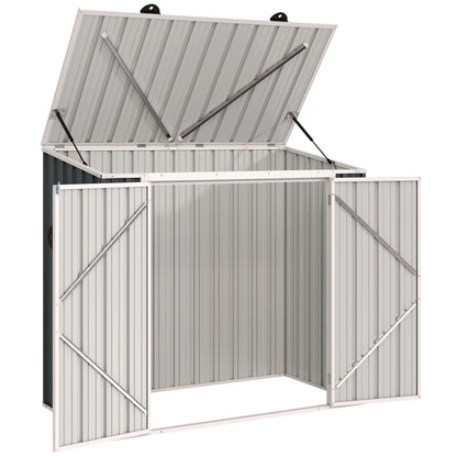 5ft x 3ft Outdoor Storage Shed, Garbage Bin Shed Organizer with Lockable Double Doors and Openable Lid