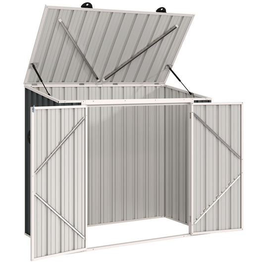 5ft x 3ft Outdoor Storage Shed, Garbage Bin Shed Organizer with Lockable Double Doors and Openable Lid