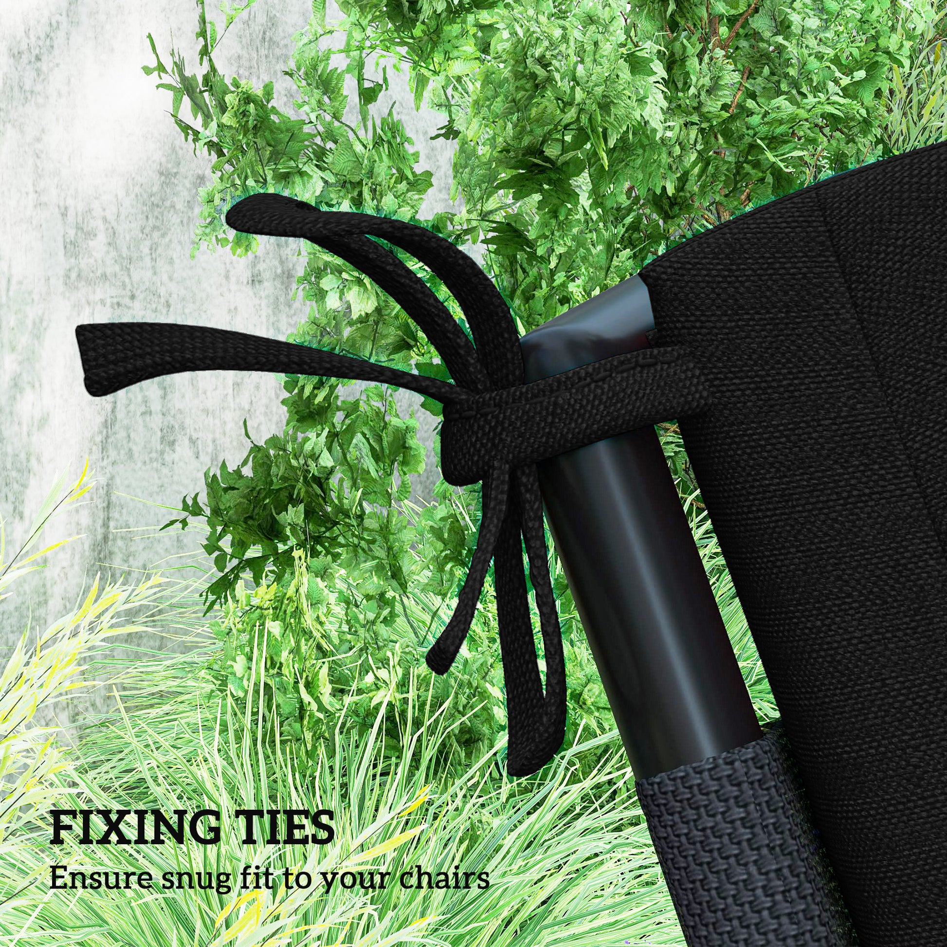 Outdoor Cushions Set of 2 for Dining Chairs, Outdoor Seat Cushions with Back, Fade-Resistant Yarn-Dyed Polyester, Black