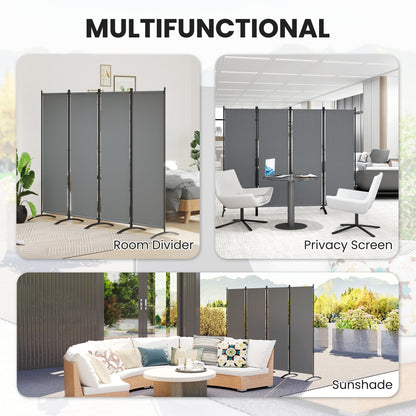 Folding Room Divider, Privacy Screen for Home Office Bedroom, 5.6FT Tall, Dark Grey