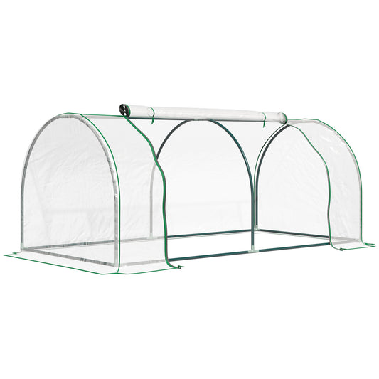 6' x 3' x 2.6' Mini Greenhouse Portable Hot House for Plants with Zippered Doors for Outdoor, Indoor, Garden, Clear
