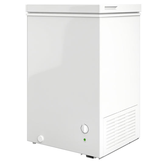 Mini Freezer, 3.5 Cu.Ft Chest Freezer with 5-Setting Adjustable Thermostat, Wire Basket, Quiet Operation, White