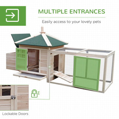77" Chicken Coop Hen House Rabbit Hutch Poultry Cage Pen Outdoor Backyard with Nesting Box Run Natural