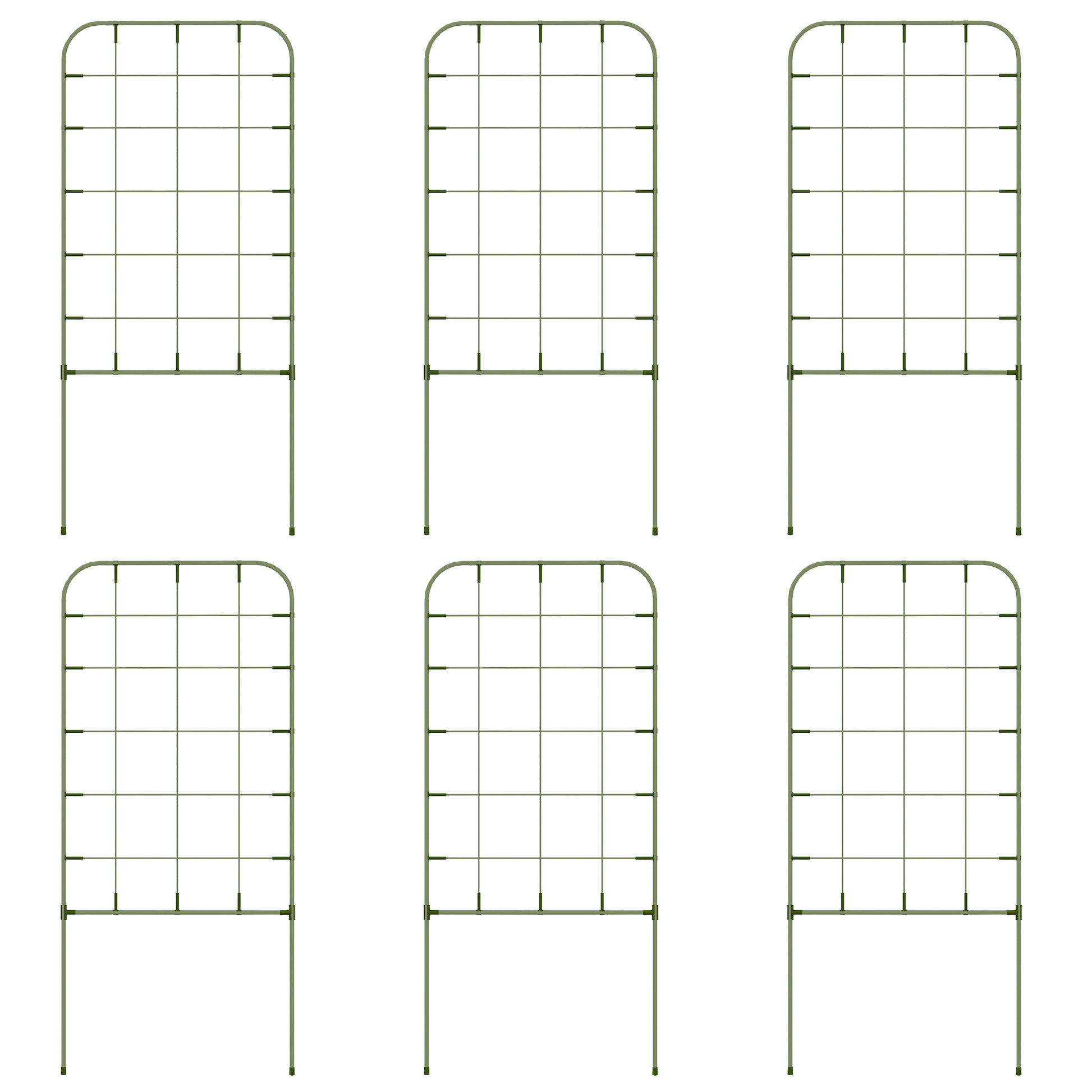 6-Piece Plant Support Set, Trellis for Climbing Plants, Garden Stakes, Steel, Green, 40 x 90 cm