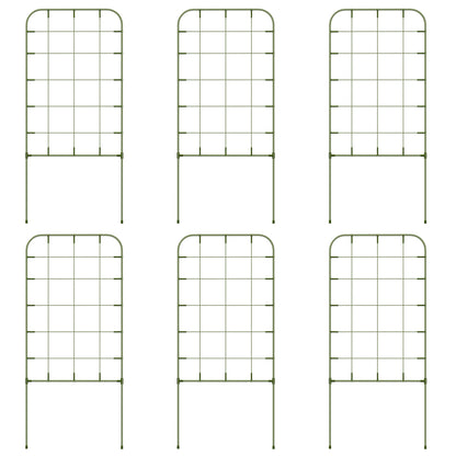 6-Piece Plant Support Set, Trellis for Climbing Plants, Garden Stakes, Steel, Green, 40 x 90 cm