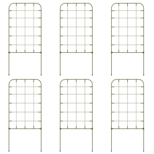 6-Piece Plant Support Set, Trellis for Climbing Plants, Garden Stakes, Steel, Green, 40 x 90 cm