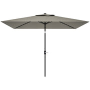 Patio Umbrella with 22 LED Solar Lights and Tilt, Light Grey