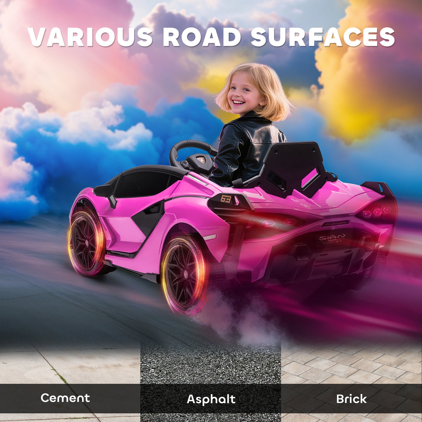 Aosom Compatible 12V Battery-powered Kids Electric Ride On Car Toy with Parental Remote Control Music Lights MP3 for 3-5 Years Old Pink