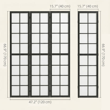 3 Panel Room Divider, 5.6 ft Folding Wall Divider Room Partition for Home Office, Bedroom, Black