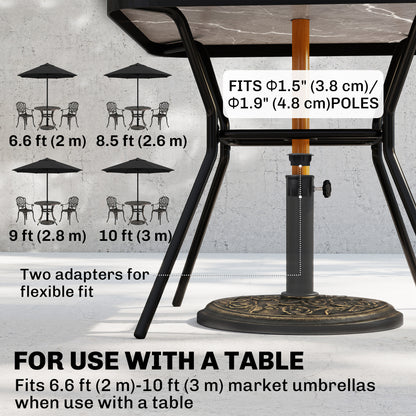 20 lbs Resin Round Patio Umbrella Base 18" Outdoor Decorative Cast Stone Parasol Stand Market Garden Umbrella Holder, Bronze