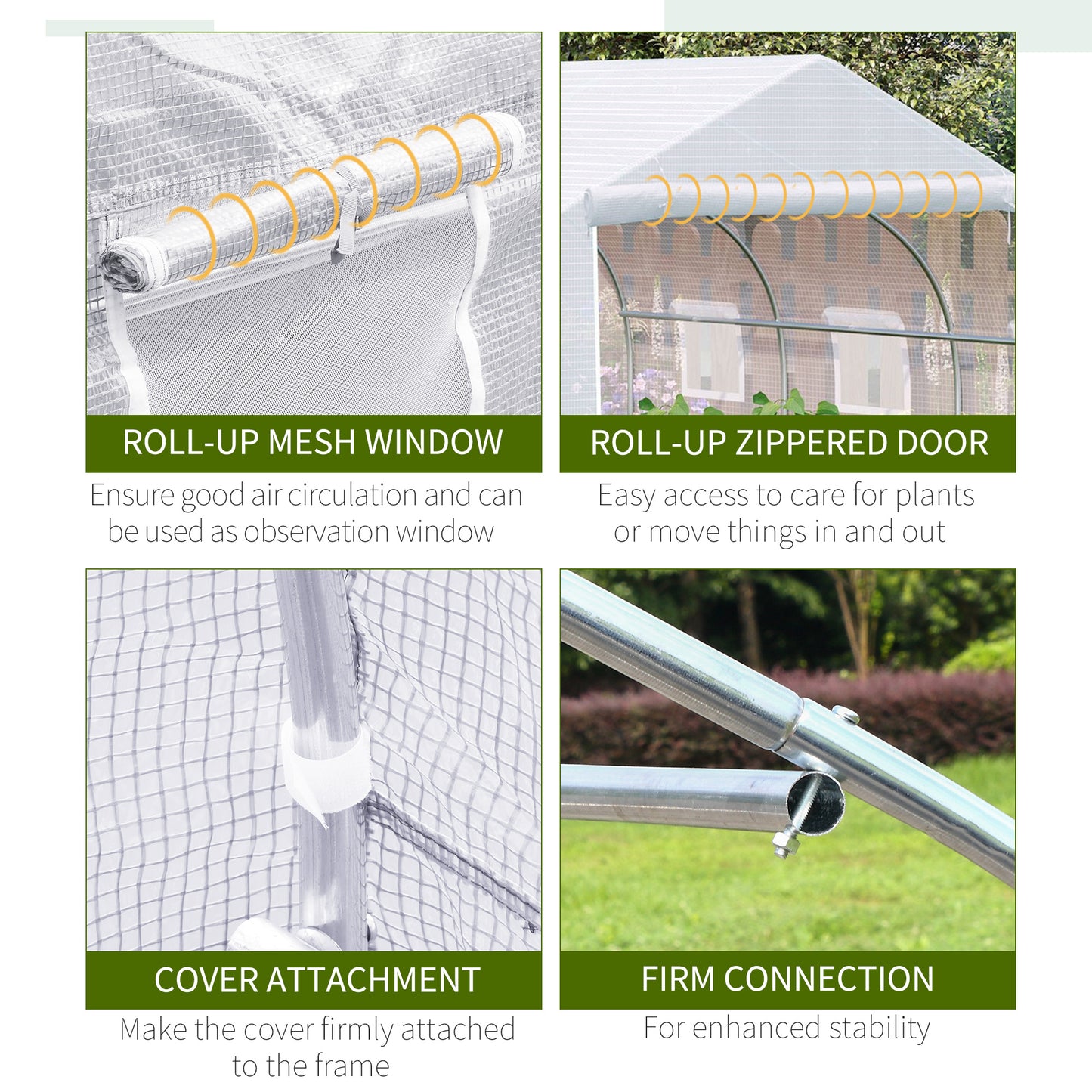 11.5'x9.8'x6.6' Portable Walk-In Tunnel Greenhouse Garden Warm House - White