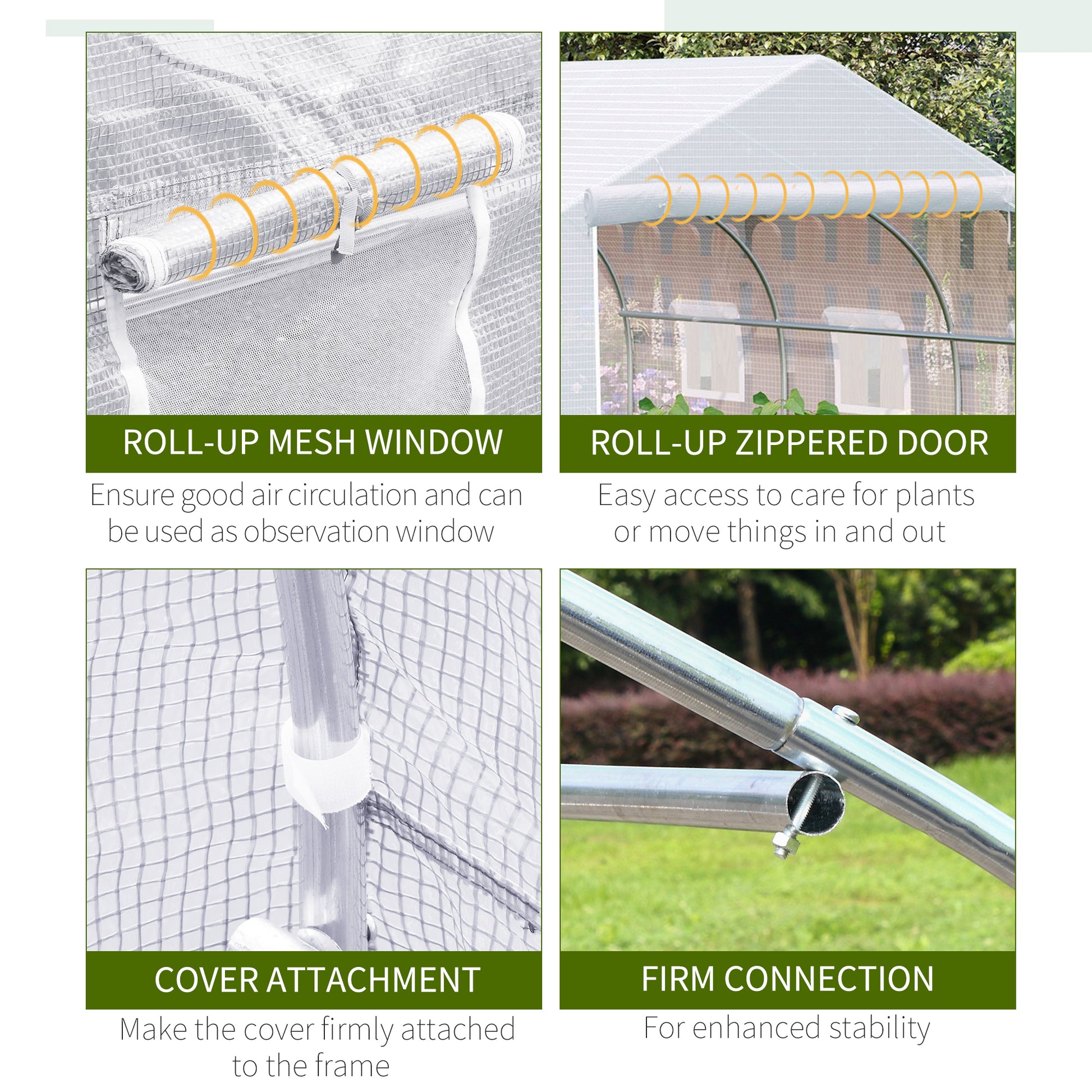 11.5'x9.8'x6.6' Portable Walk-In Tunnel Greenhouse Garden Warm House - White