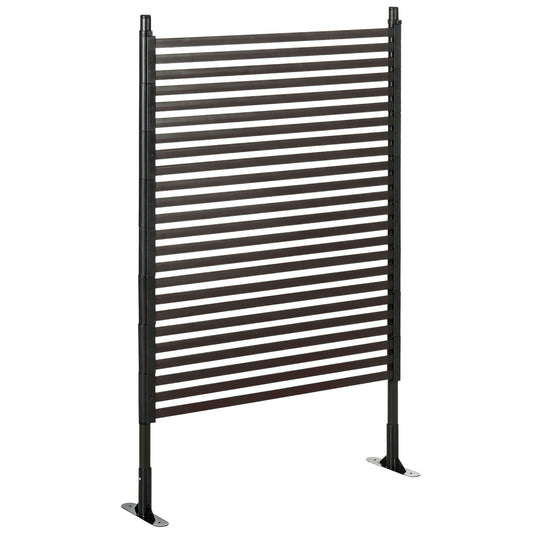 Picket Metal Garden Fence for Hard & Soft Ground, 5 ft(H) Standing Outdoor Fencing with Feet, Animal Barrier Flower Bed Landscape Edging, Brown