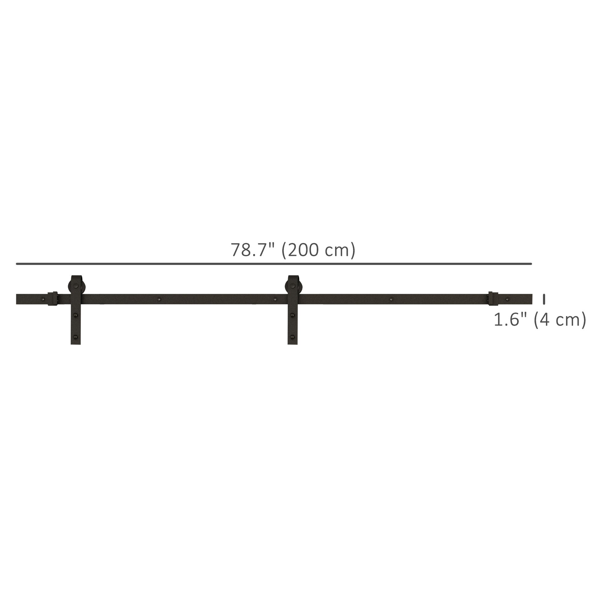 6.6FT CARBON STEEL Sliding Wood Barn Door Hardware Track Set Door System Carbon Steel J Shape Roller