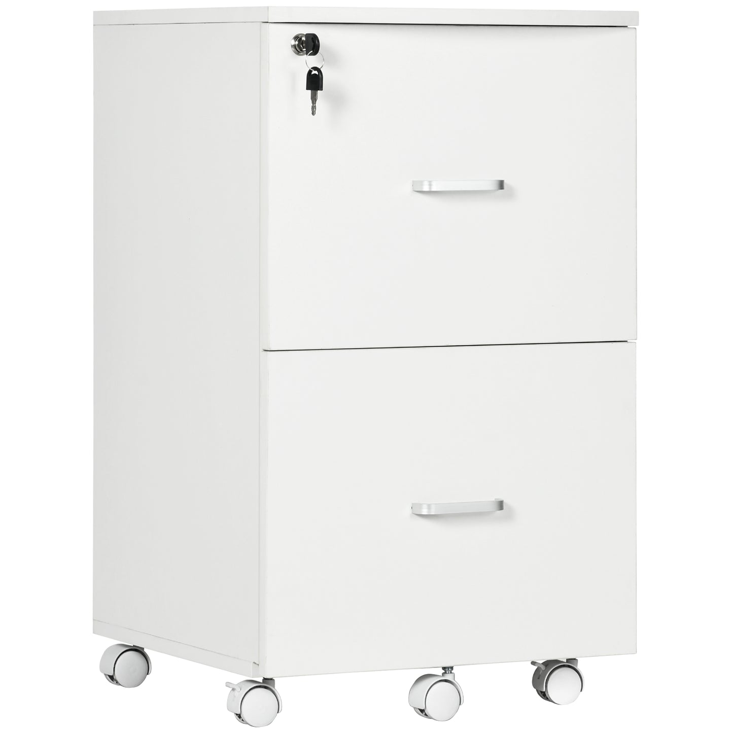 2 Drawer File Cabinet with Lock, Small Rolling Filing Cabinet for A4, Letter-Size Documents, Printer Stand for Home Office, 17" x 17.75" x 28.25", White