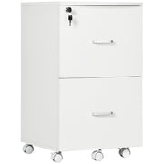 2 Drawer File Cabinet with Lock, Small Rolling Filing Cabinet for A4, Letter-Size Documents, Printer Stand for Home Office, 17" x 17.75" x 28.25", White