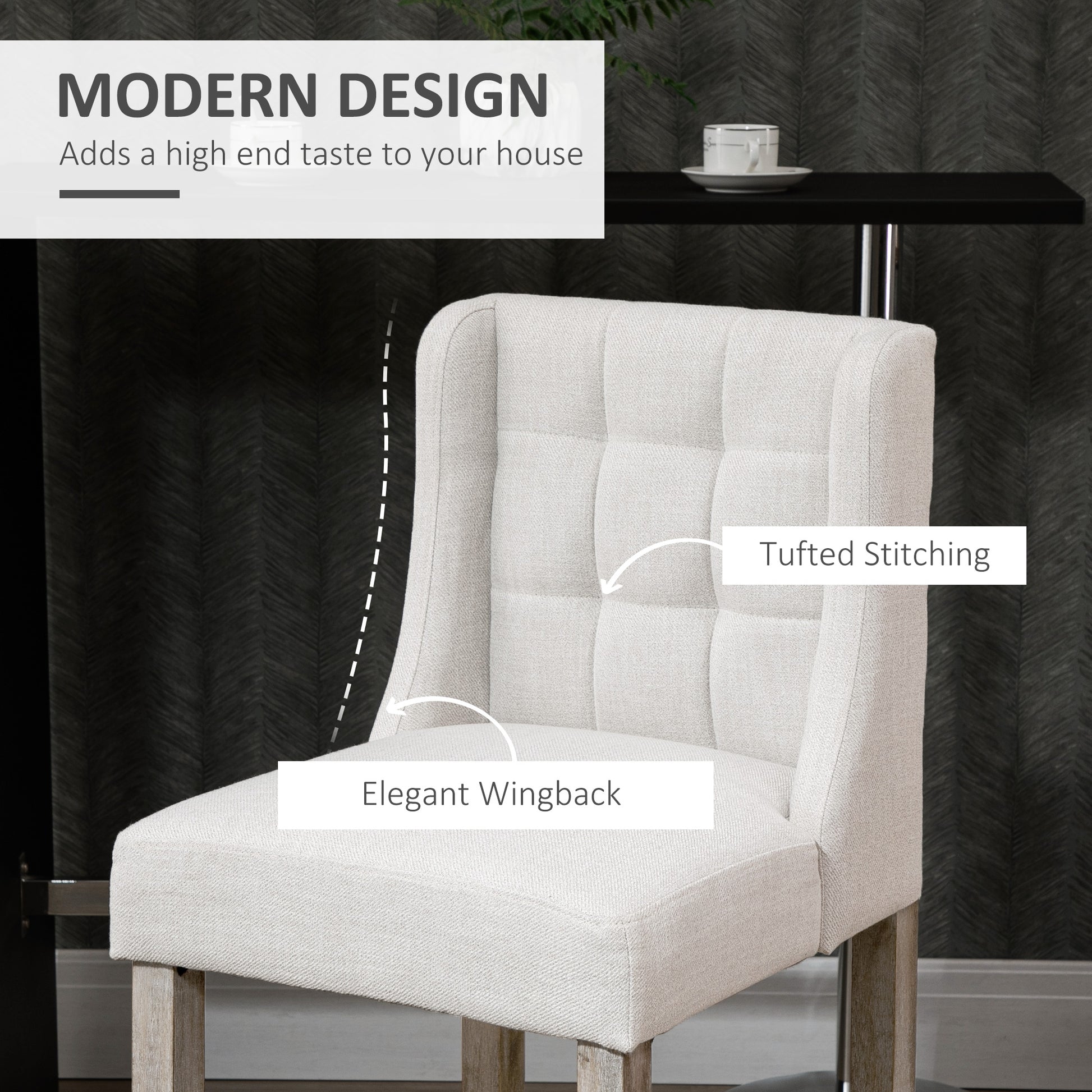Modern Counter Bar Stools Tufted Upholstered Counter Chairs Set of 2 for Kitchen, Beige
