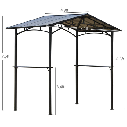 8' x 5' Hardtop Grill Gazebo Aluminium BBQ Canopy Gazebo Outdoor Canopy with Side Shelves