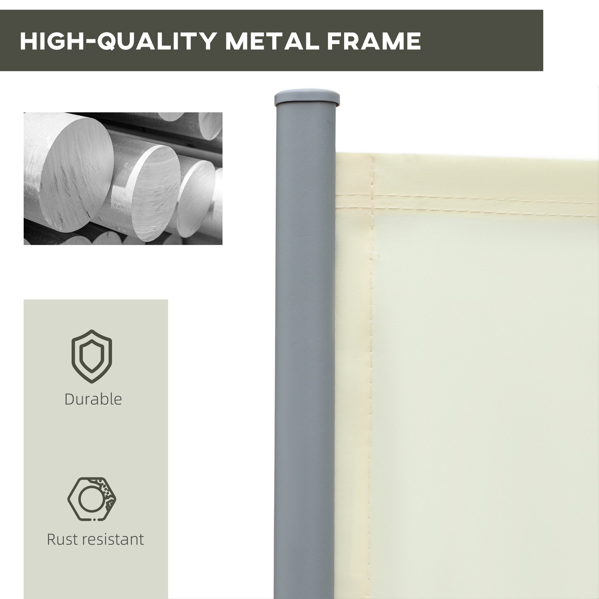 236" x 63" Outdoor Privacy Wall, Double Retractable Side Awning, Patio Screen for Garden, Balcony, Backyard, Cream White