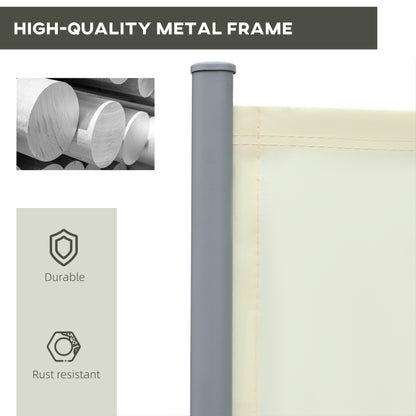 236" x 63" Outdoor Privacy Wall, Double Retractable Side Awning, Patio Screen for Garden, Balcony, Backyard, Cream White