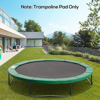 12ft Trampoline Pad, Trampoline Replacement Safety Pad Mat Spring Cover, Water-Resistant, UV-Resistant, Tear-Resistant Edge Protection, No Holes for Pole, Green