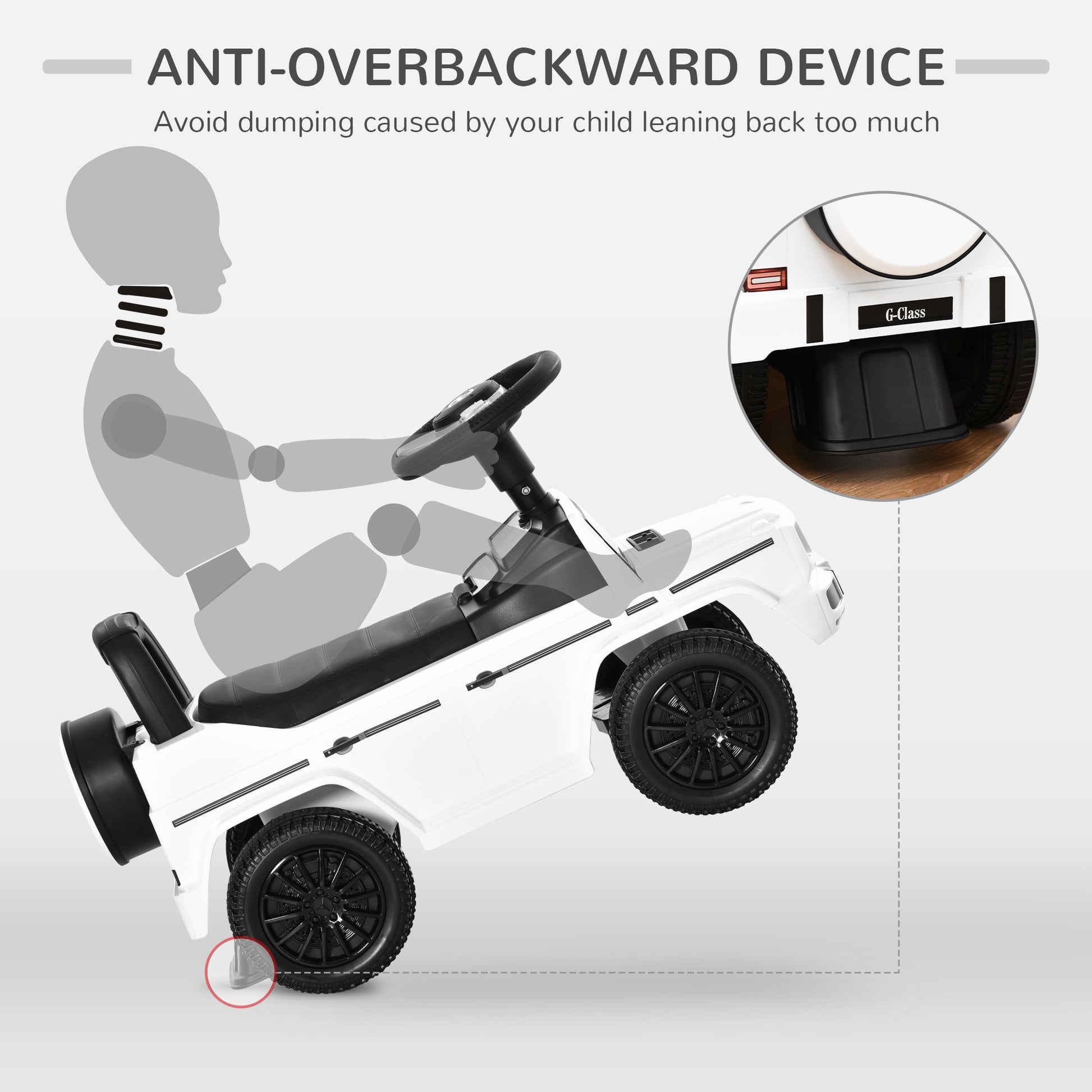 Aosom Compatible Baby Toddler Push Car Foot-to-Floor Ride-On Wheel Mercedes-Benz G350 Licensed White