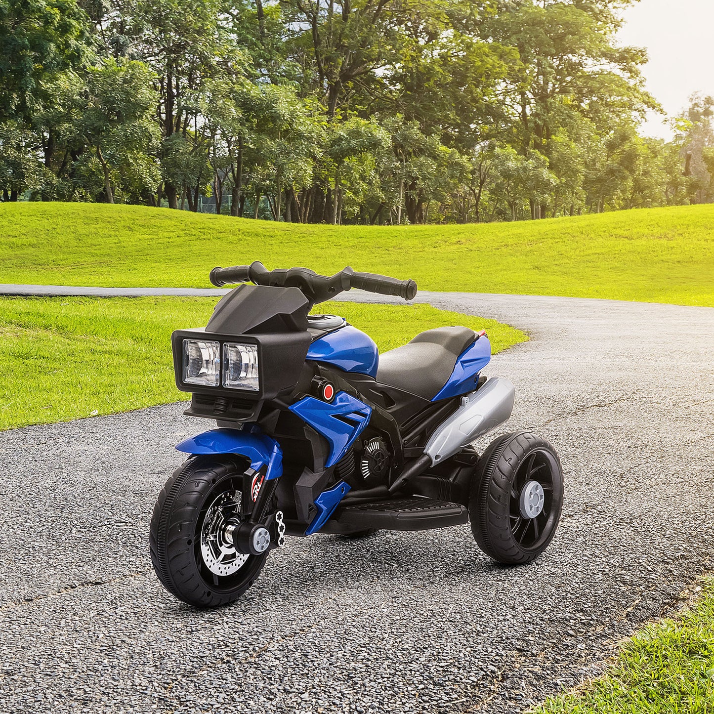Aosom Kids Electric Pedal Motorcycle Ride-On Toy 6V Battery Powered w/ Music Horn Headlights Motorbike for Girls Boy Blue