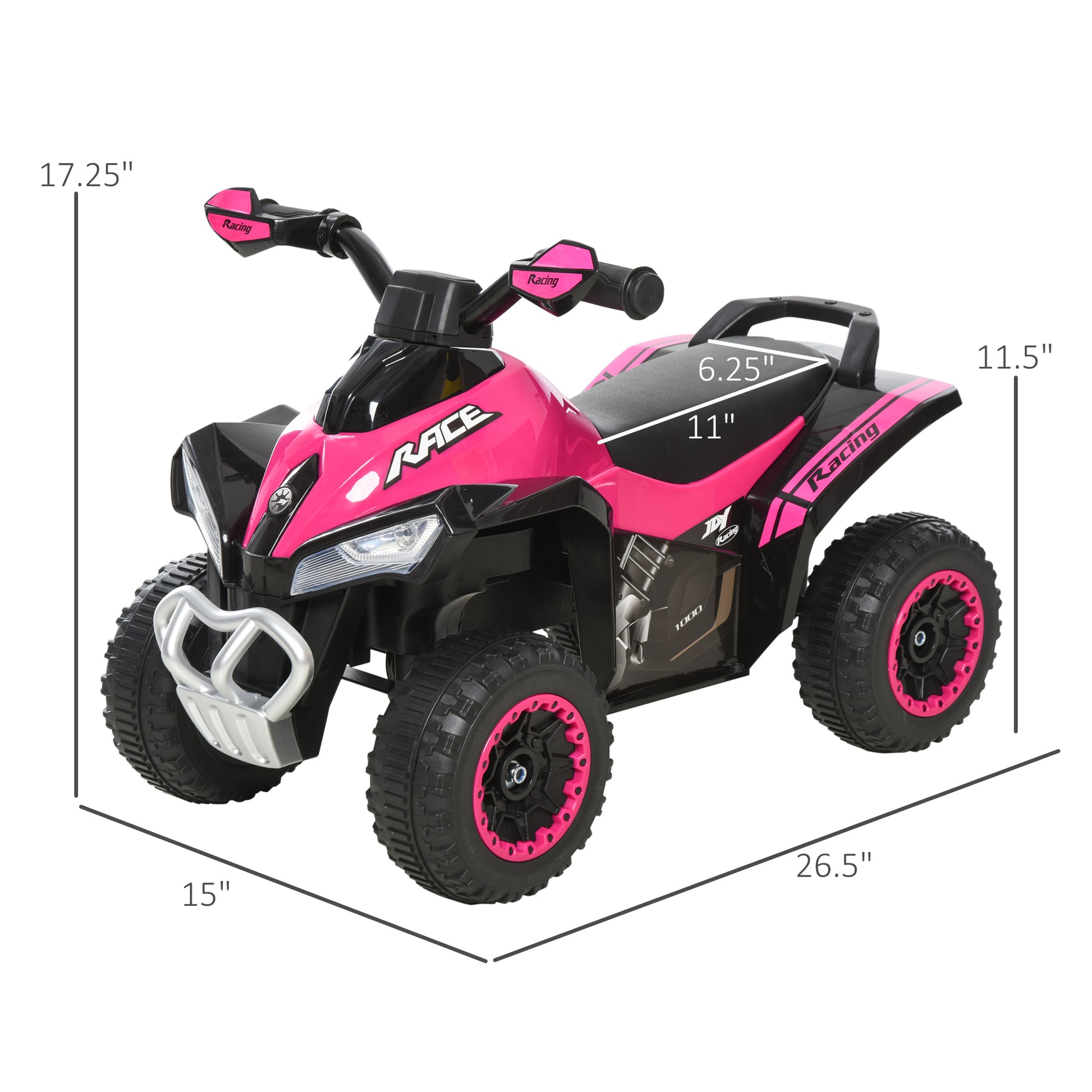 Aosom No Power 4 Wheels Ride on Toy for Kids, Foot To Floor Slider Toddler Ride-on Car with Music, Lightening, for 18-36 Months Pink