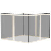 Replacement Mosquito Netting for Gazebo 10' x 10' Black Screen Walls for Canopy with Zippers, White
