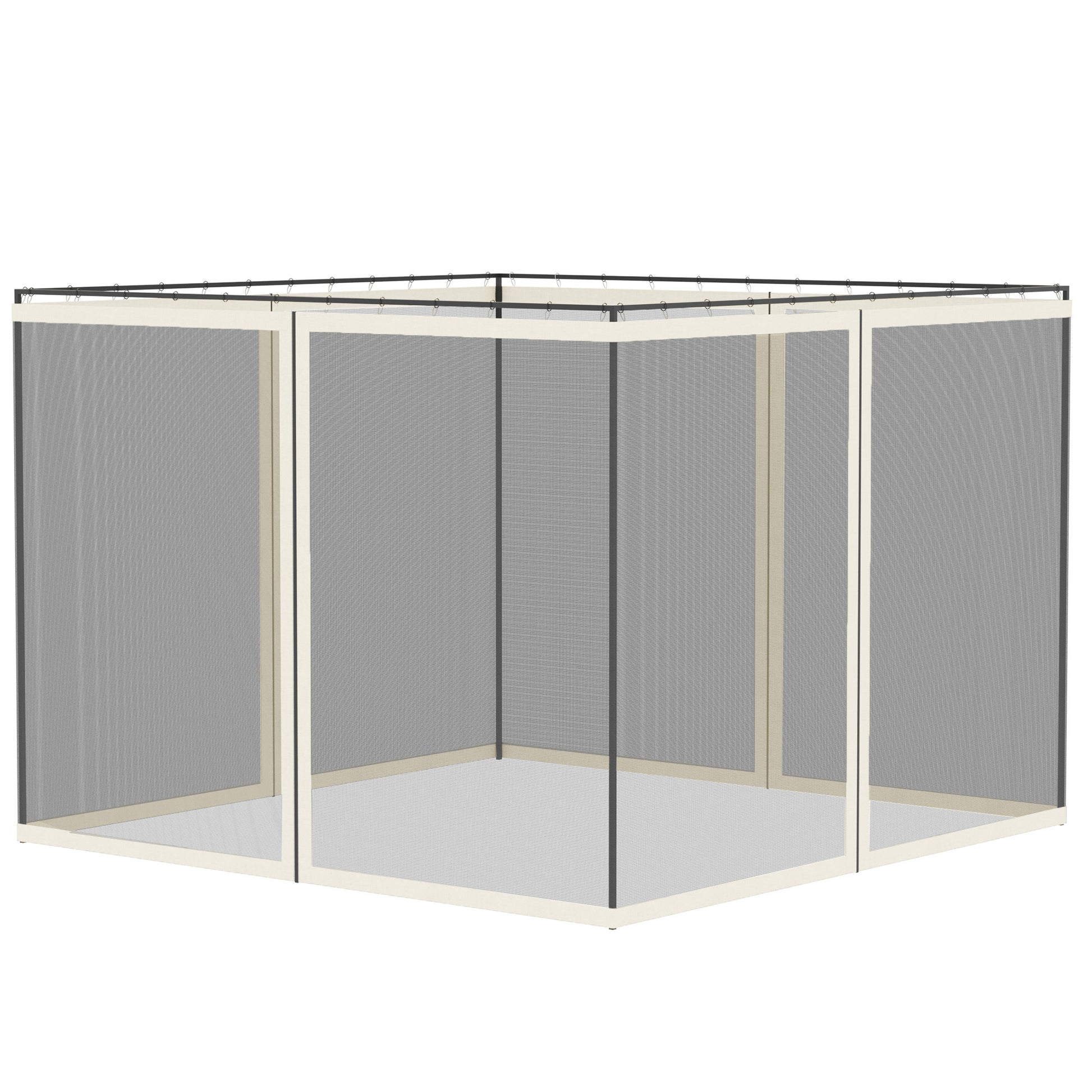 Replacement Mosquito Netting for Gazebo 10' x 10' Black Screen Walls for Canopy with Zippers, White