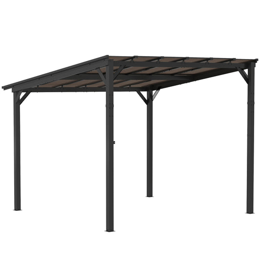 10' x 10' Hardtop Gazebo Wall-Mounted / Free Standing Outdoor Pergola with UPF 50+ & Waterproof Polycarbonate Roof