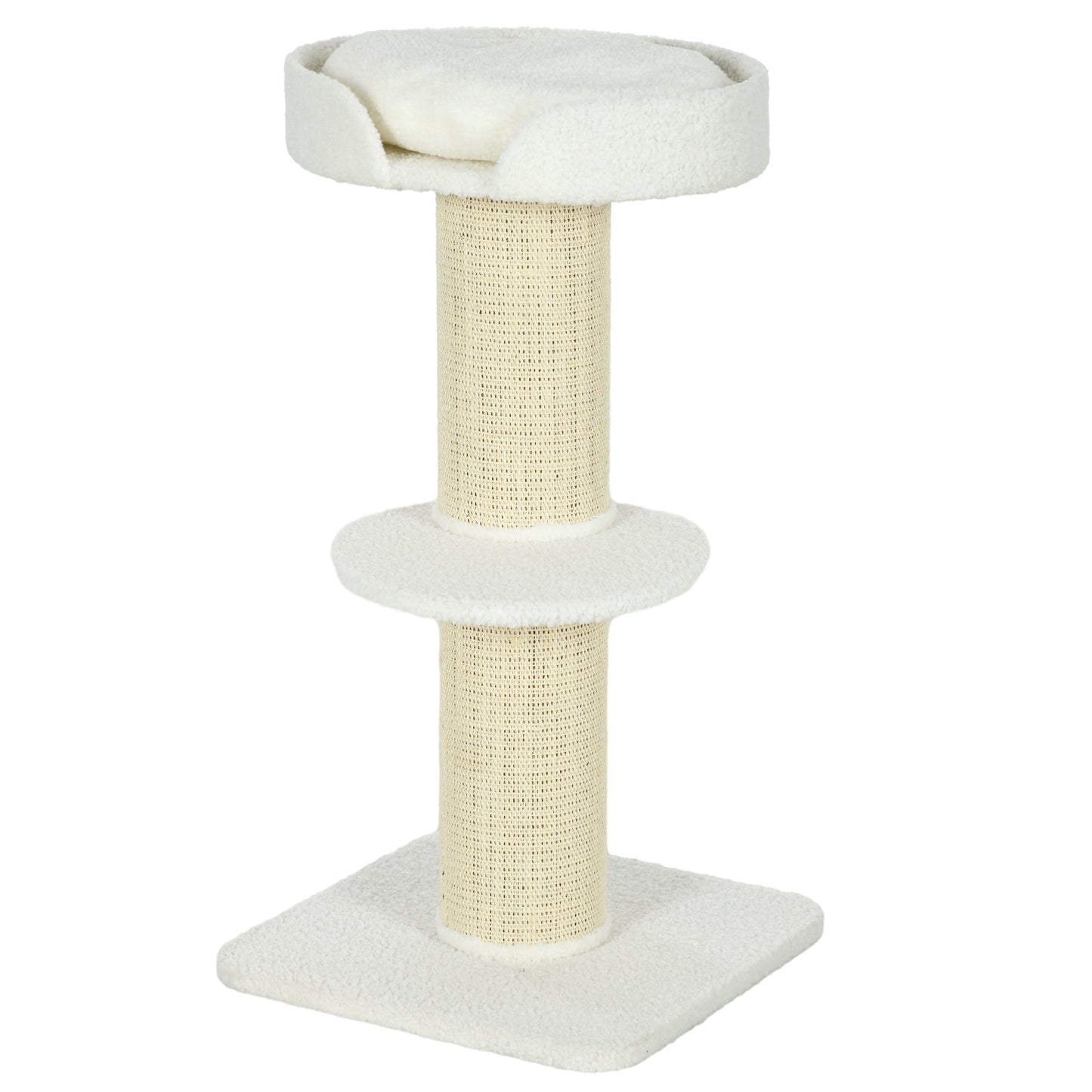 Cat Tree Kitty Tower with Sisal Mat Scratching Post, Cat Bed, Cushion, Perch, 18" x 18" x 36", Cream White