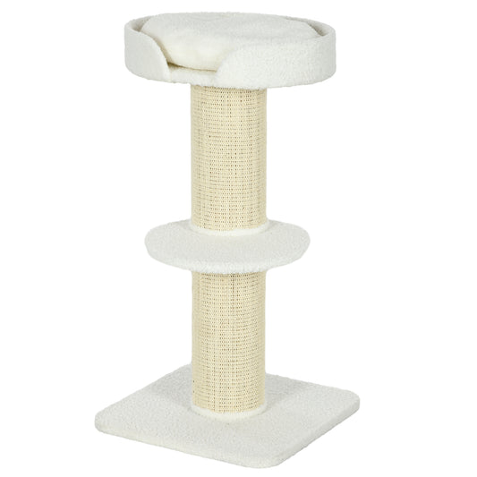 Cat Tree Kitty Tower with Sisal Mat Scratching Post, Cat Bed, Cushion, Perch, 18" x 18" x 36", Cream White