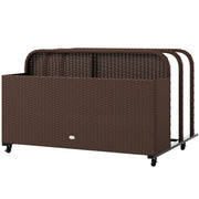 Rolling Pool Storage Rattan Patio Furniture Outdoor Storage Wicker Organizer for Floats, Paddles, Balls, Towels, Brown