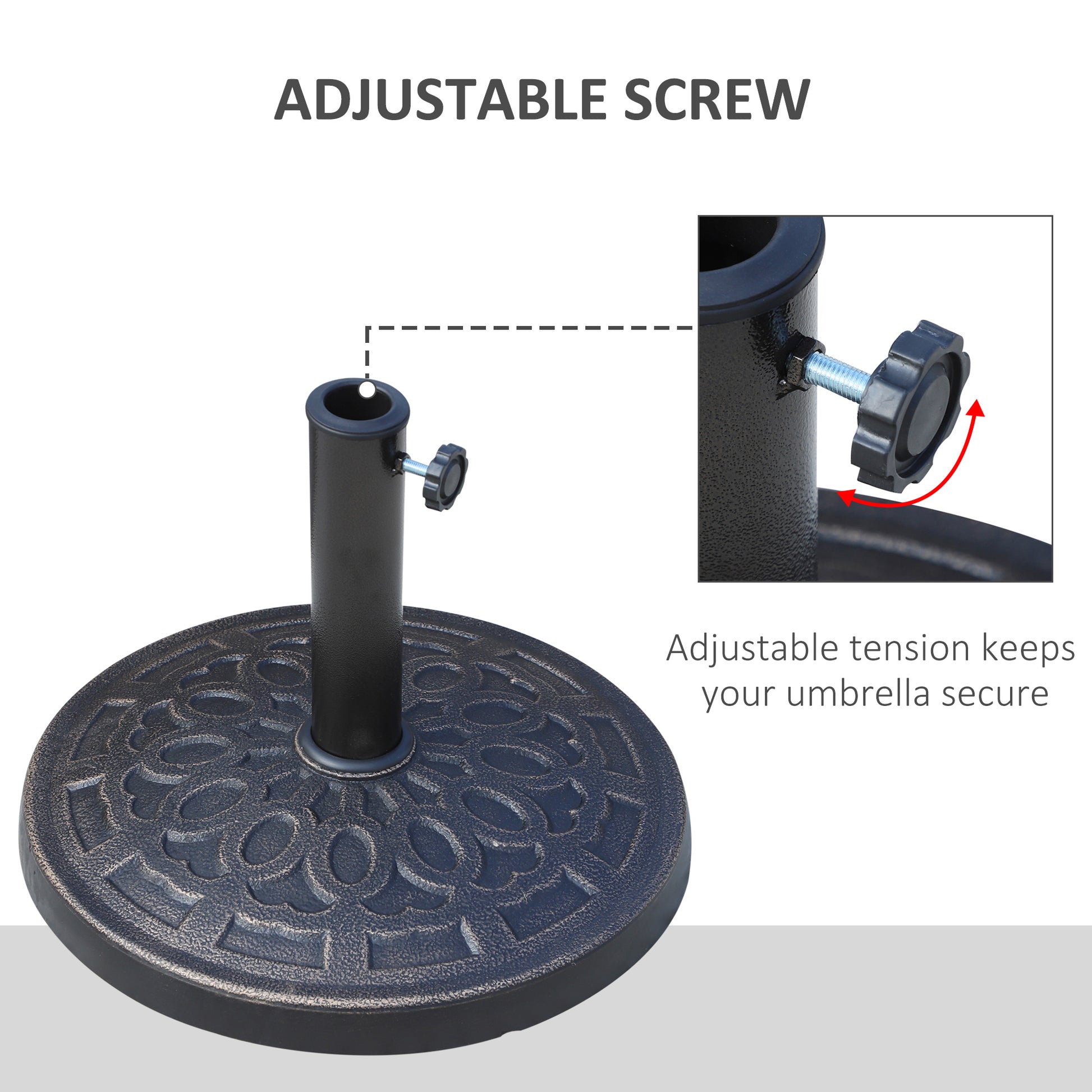 26 lbs Resin Round Umbrella Base Stand Market Parasol Base for Φ1.5", Φ1.89" Pole, for Backyard, Garden, Bronze