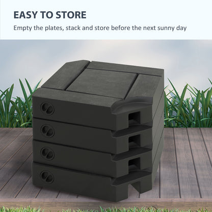 4PCs Patio Umbrella Base, Water or Sand Filled Cantilever Umbrella Weights for Cross Base with Handles, HDPE