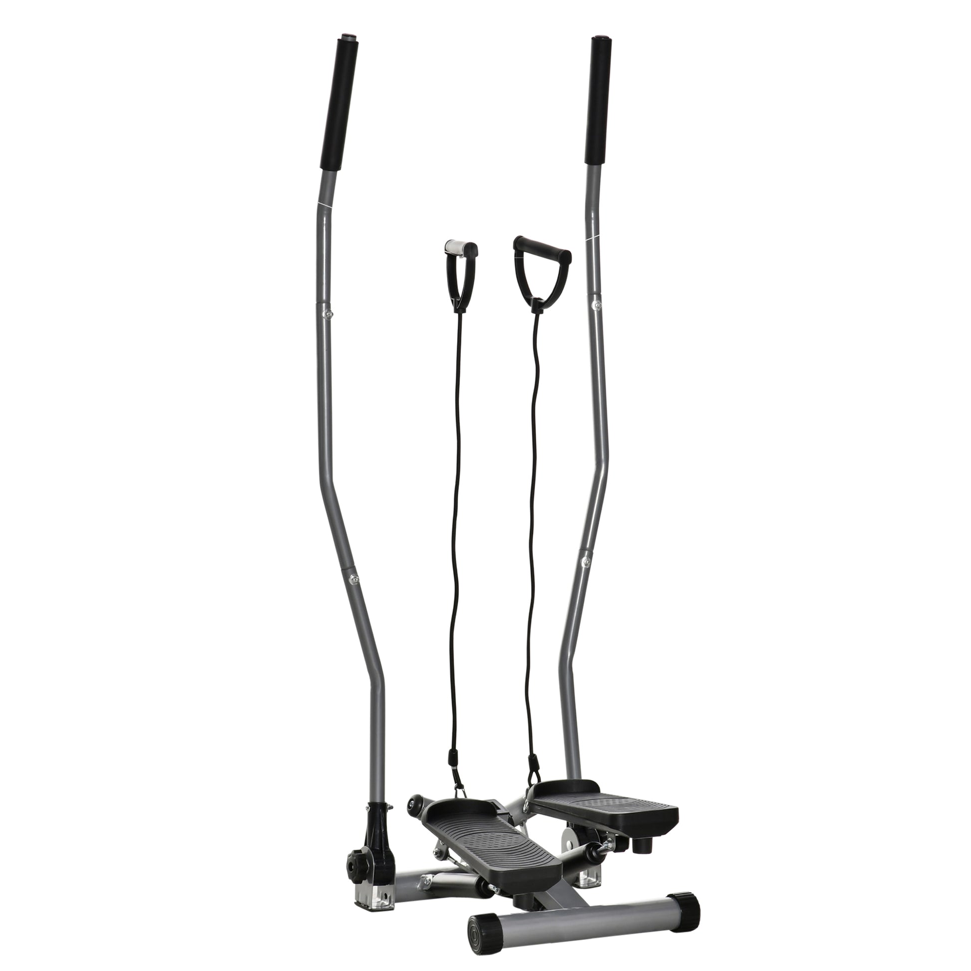 Soozier Twist Stair Stepper Exercise Machine with Rocking Handlebars, Cardio Climber Exercise Equipment with Hydraulic Resistance, LCD Display for Home Workout Exercise, Silver