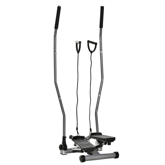 Soozier Twist Stair Stepper Exercise Machine with Rocking Handlebars, Cardio Climber Exercise Equipment with Hydraulic Resistance, LCD Display for Home Workout Exercise, Silver