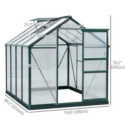 6.2' x 8.3' x 6.6' Clear Polycarbonate Greenhouse, Large Walk-In Green House w/ Slide Door
