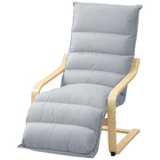 Accent Chair, Velvet Upholstered Living Room Chair with Footrest, Wood Frame, Light Grey