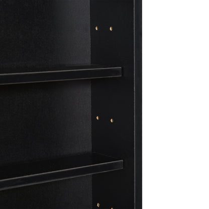 5-Tier Display Cabinet, Shot Glass Display Case, Glass Curio Cabinet with 2 Glass Doors and 4 Adjustable Shelves, Black