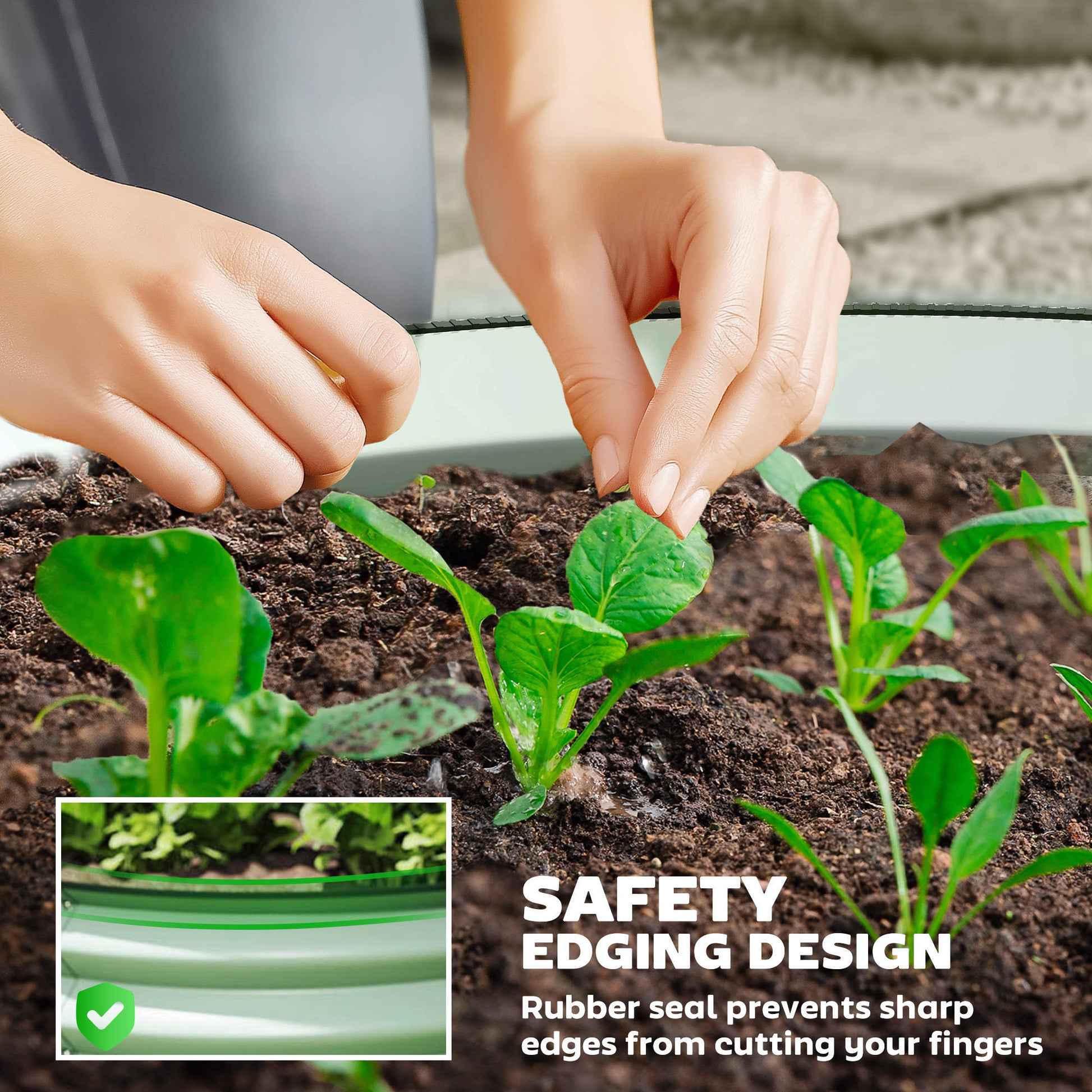 Set of 2 Raised Garden Bed, Metal Planter Box with Safety Edging, Easy-to-assemble Stock Tank, Green