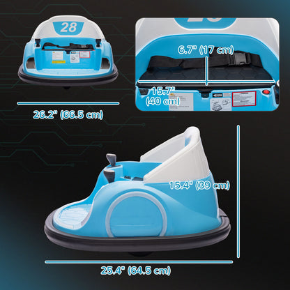 Qaba 12V Bumper Car for Toddlers, Ride On Car with 360 Degree Remote Control, Lights Music Horn, for 1.5-5 Years, Light Blue