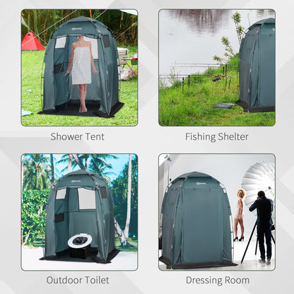 60" x 60" x 82" Shower Tent Extra Wide Changing Room Privacy Portable Camping Shelters with Windows & Floor Mat, Green