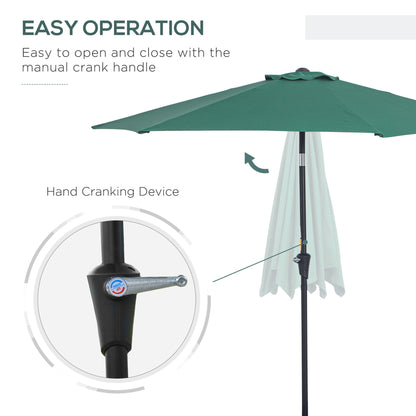 8.5FT Patio Umbrella, Round Garden Parasol with 6 Ribs, Market Sunshade Tilt Canopy w/ Crank Handle for Outdoor, Green