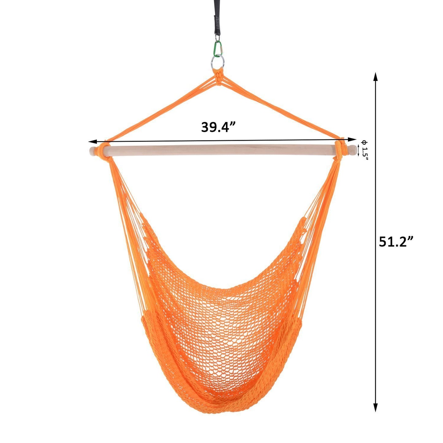 Portable Hammock Chair, Hanging Woven Hammock Swing Chair Sleeping Bed for Outdoor Garden Yard Camping, Orange