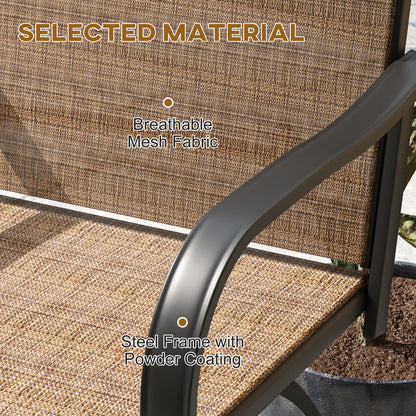 Outdoor Bar Stools Set of 2, 360° Swivel Bar Height Chairs, 26.8" x 29.5" x 48.4", Brown