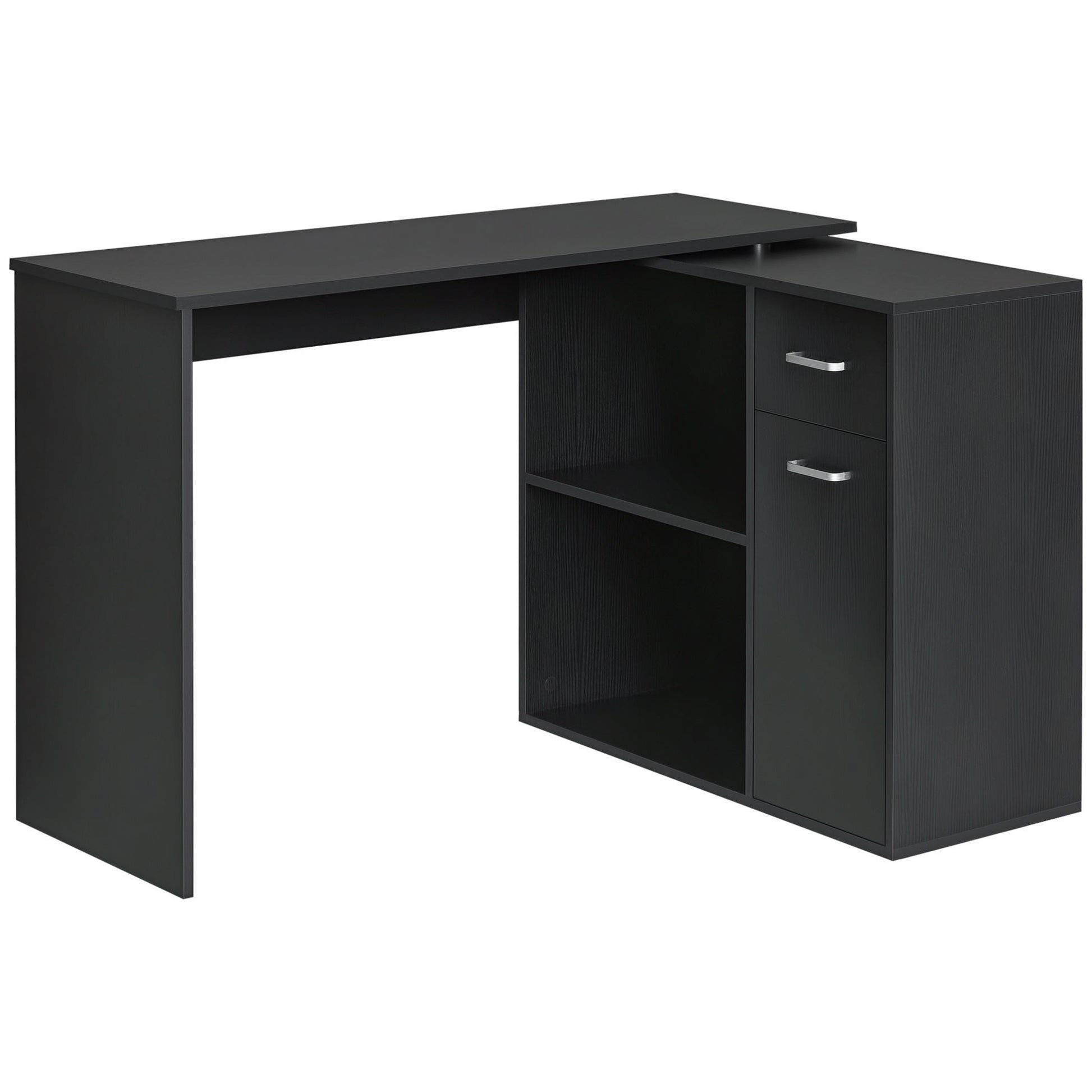 180° Rotating Home Office Corner Desk Storage Shelf Cabinet Black