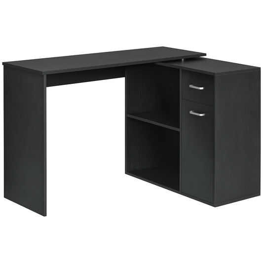 180° Rotating Home Office Corner Desk Storage Shelf Cabinet Black